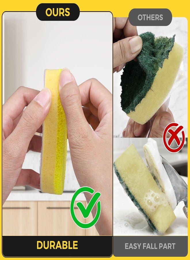 RIMAY Sponge Refills for Scrub Daddy Dish Daddy - 10 Packs Dish Wand Refills, Scrub Brush Replacement Heads, Dish Brush Replacement Head for Kitchen Cleaning, Yellow (Only Sponge Heads) - Image 3